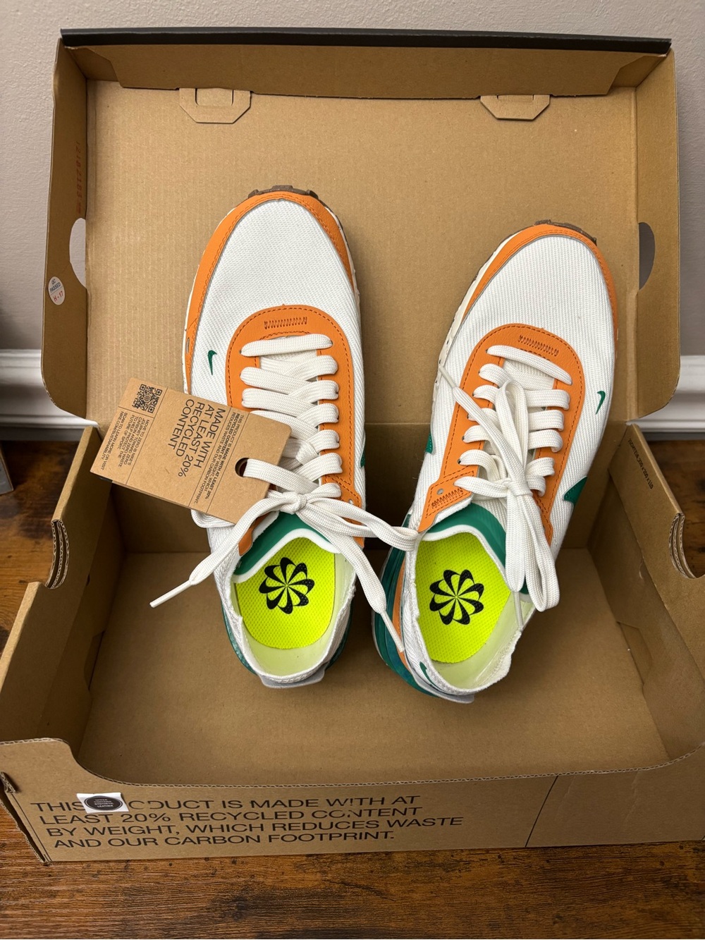 Nike Waffle One Crater Move To Zero White/Orange/Green Women’s Low-Top Sneakers - Picture 8 of 11